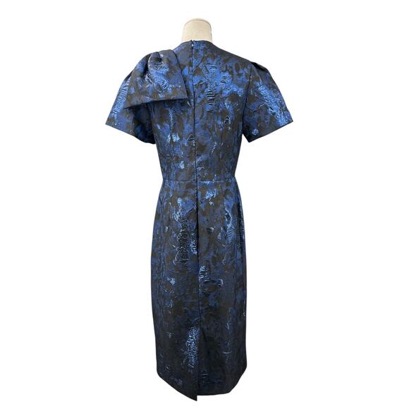 Rickie Freeman Teri Jon‎ Metallic Bow Short Sleeve Floral Cocktail Dress Size 6 - Picture 5 of 9